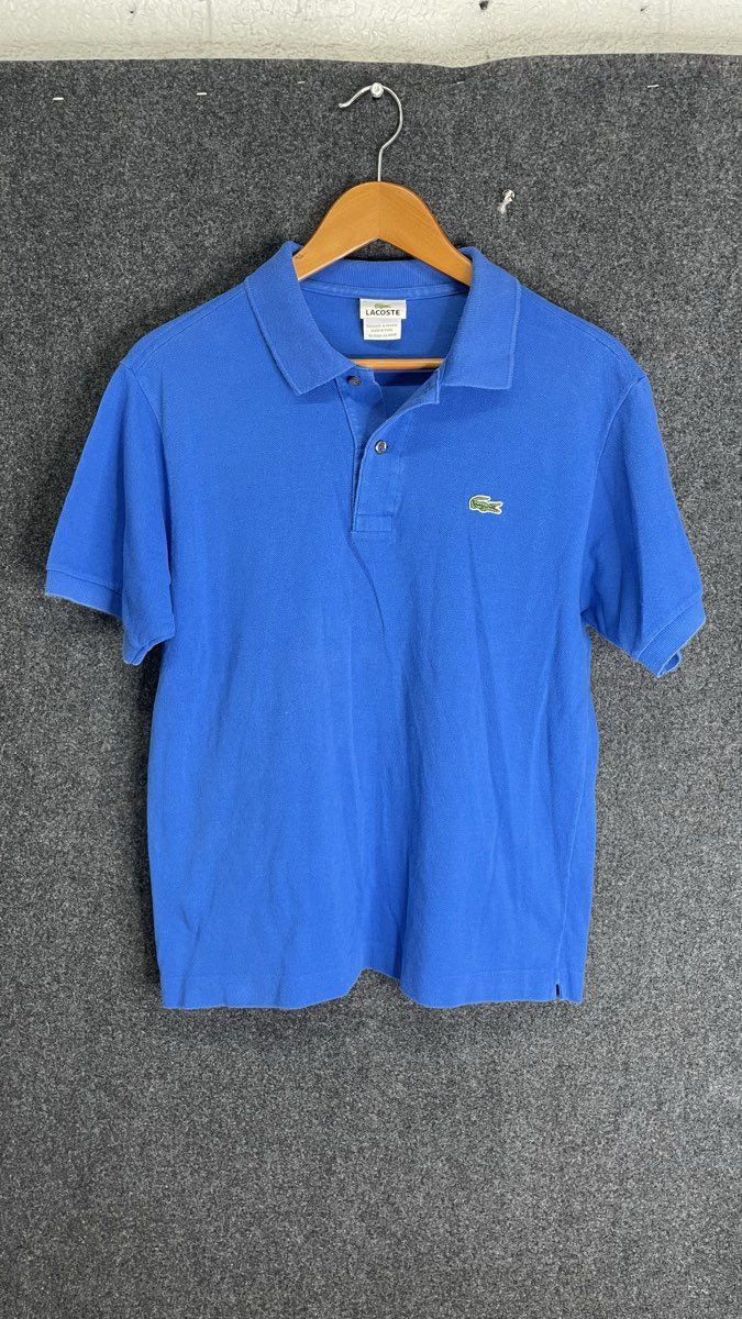 Lacoste Men's Blue Short Sleeve Pique Cotton Polo Shirt Classic Fit Size 4 M