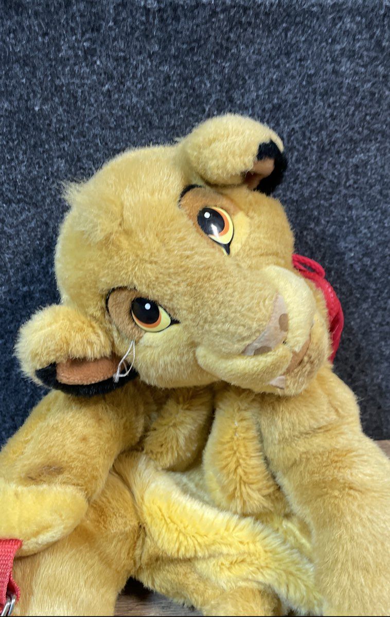 Vintage 90s Disney The Lion King Simba Plush Character Backpack Gold