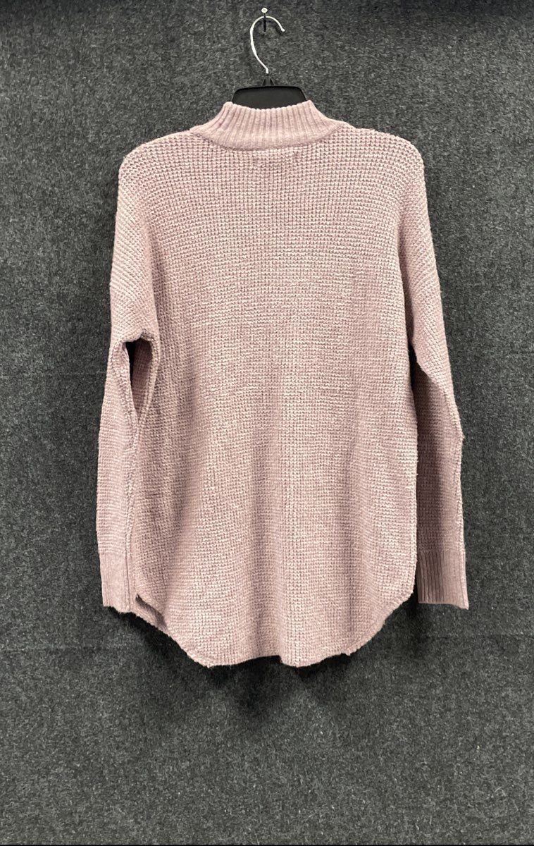 American Eagle Women's Mauve Mock Neck Waffle Knit Curved Hem Sweater Sz M NWT