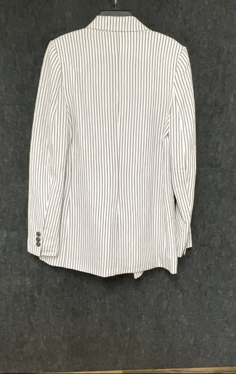 H&M Women's White Pinstripe Single Button Cotton Blend Blazer Size 2