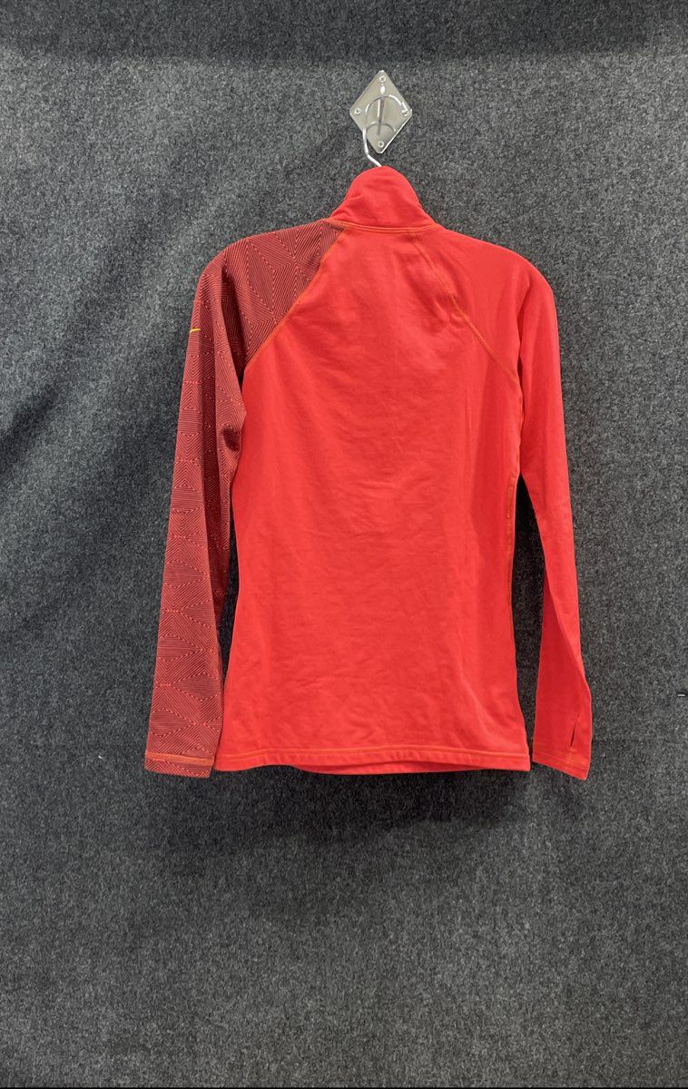 Nike Pro Women's Red Livestrong Quarter Zip Patterned Sleeve Training Top Sz S