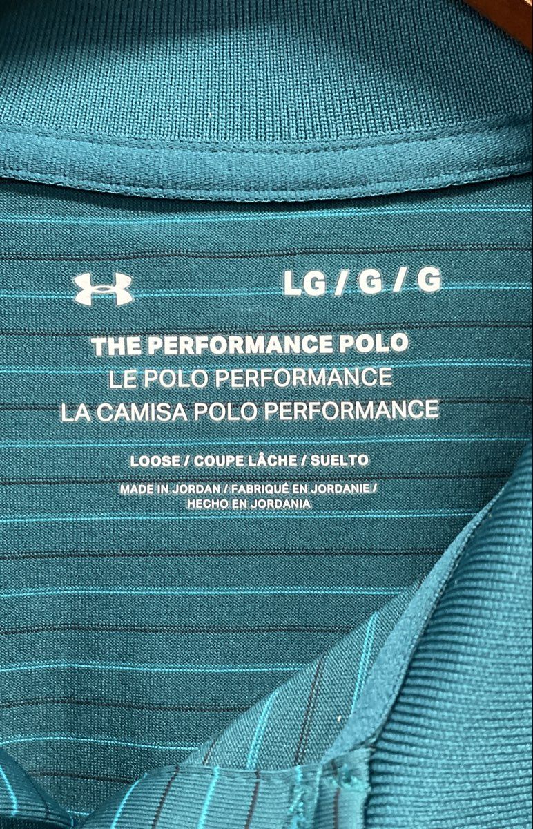 Under Armour Men's Green Teal Striped Performance Polo Shirt Loose Fit Sz L