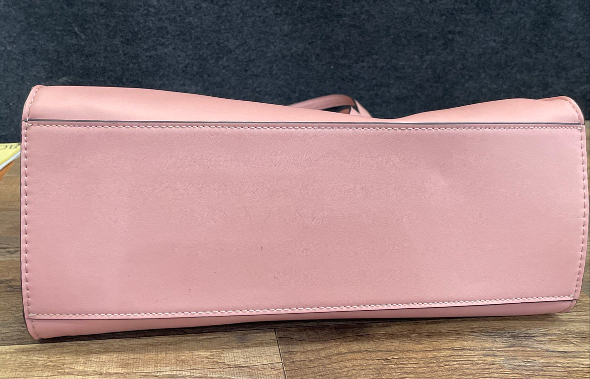 Guess Pink Leather Structured Satchel Crossbody Bag Silver Hardware