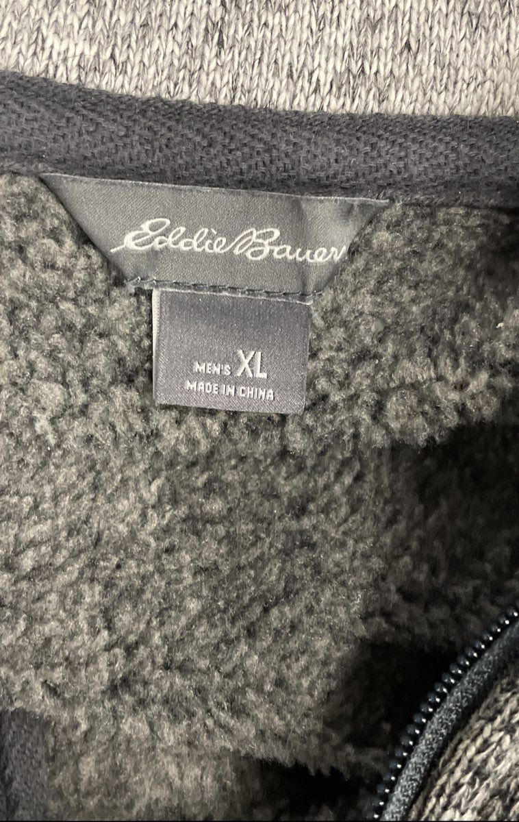 Eddie Bauer Men's 1/4 Zip Sweater Fleece Pullover Grey Marl Heather Sz XL