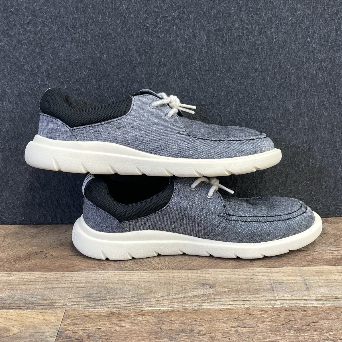 Sperry Halyard Grey Canvas Moc Toe Boat Shoe Sneakers Men's