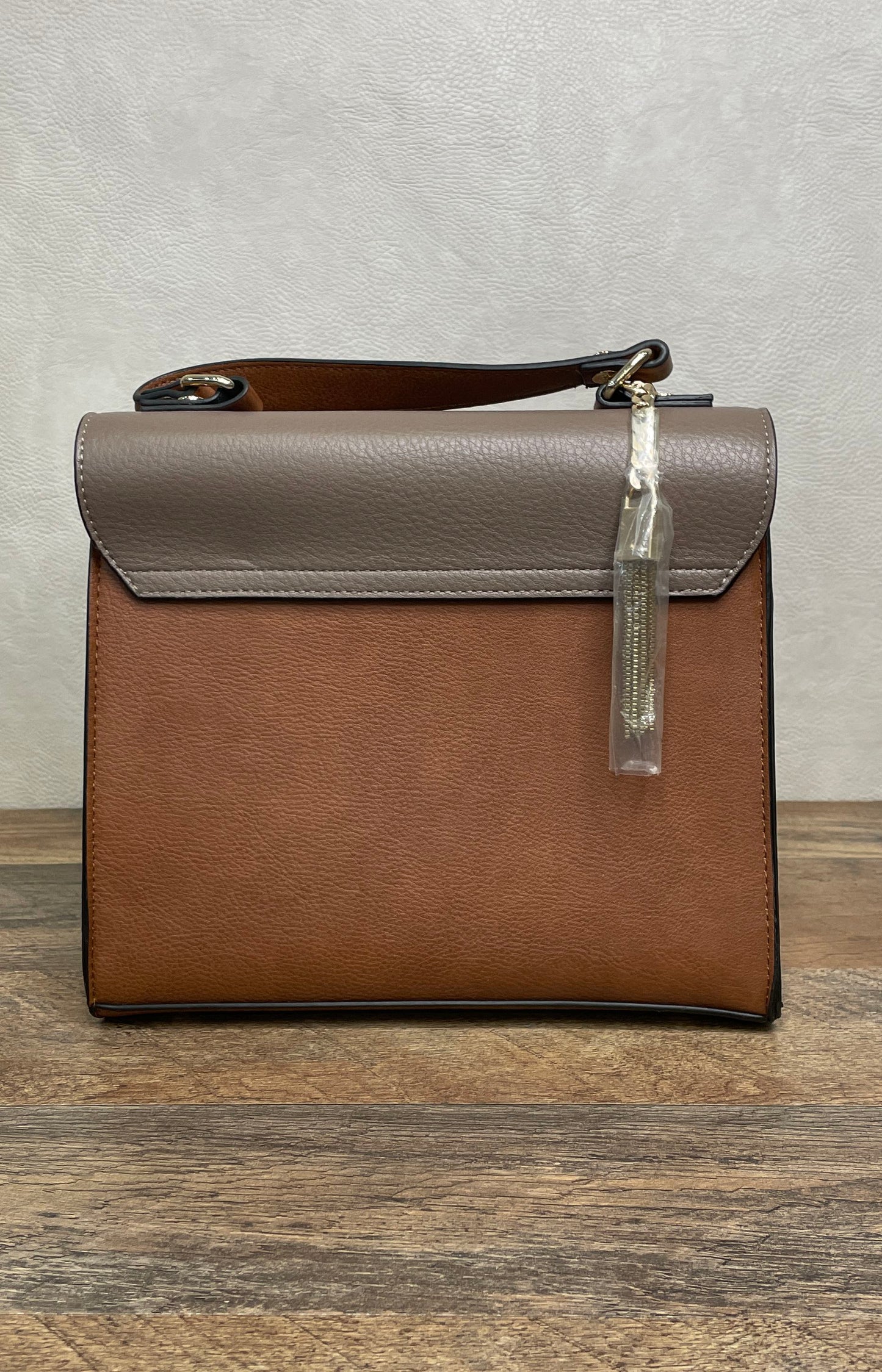 Dune London Brown Grey Colorblock Top Handle Satchel Crossbody Bag NWT