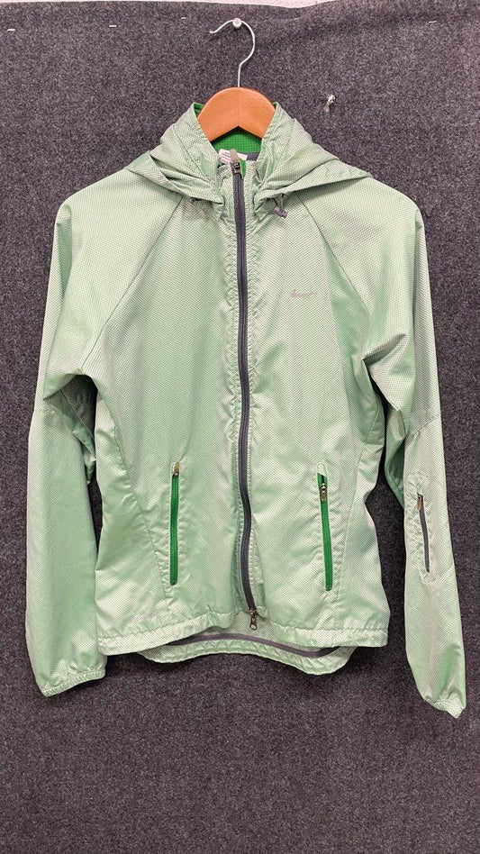 Nike Women's Storm-Fit 2 Hooded Running Jacket Green Checkered Sz S