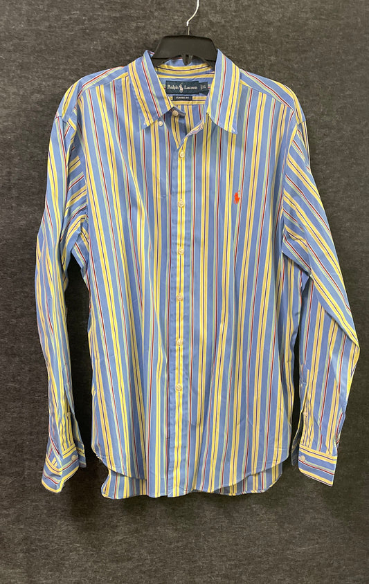 Polo Ralph Lauren Men's Blue Yellow Striped Classic Fit Button Down Shirt Sz XL