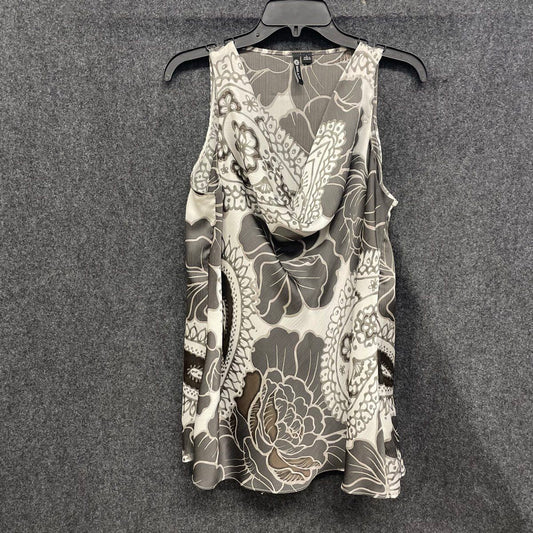 Milano Women's Sleeveless Floral Paisley Cowl Neck Dress Black Gray Sz L