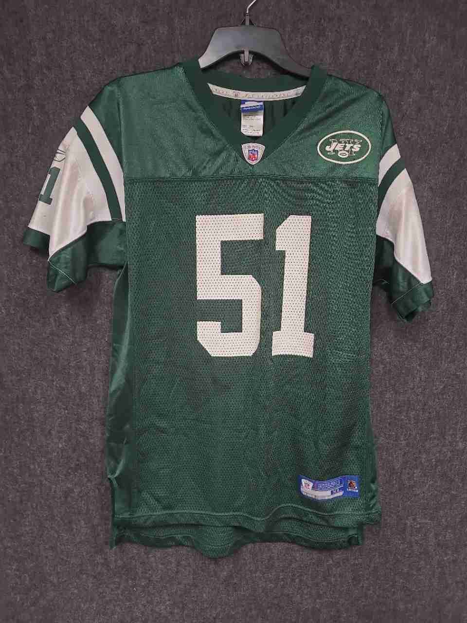 Vintage Reebok Boys New York Jets Jonathan Vilma 51 NFL Jersey Green Sz XL