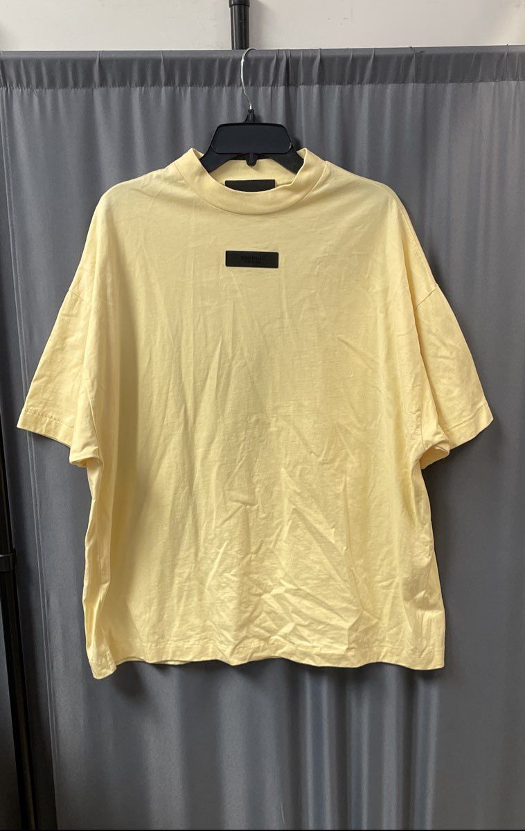 Fear of God Essentials Men's Yellow Mock Neck Boxy Short Sleeve Tee Size S