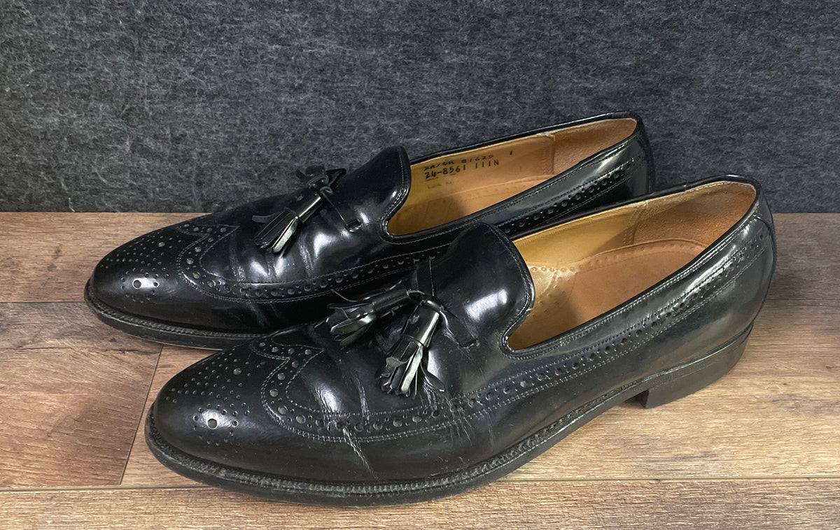 Johnston & Murphy Black Leather Wingtip Tassel Loafers Men's Size 10