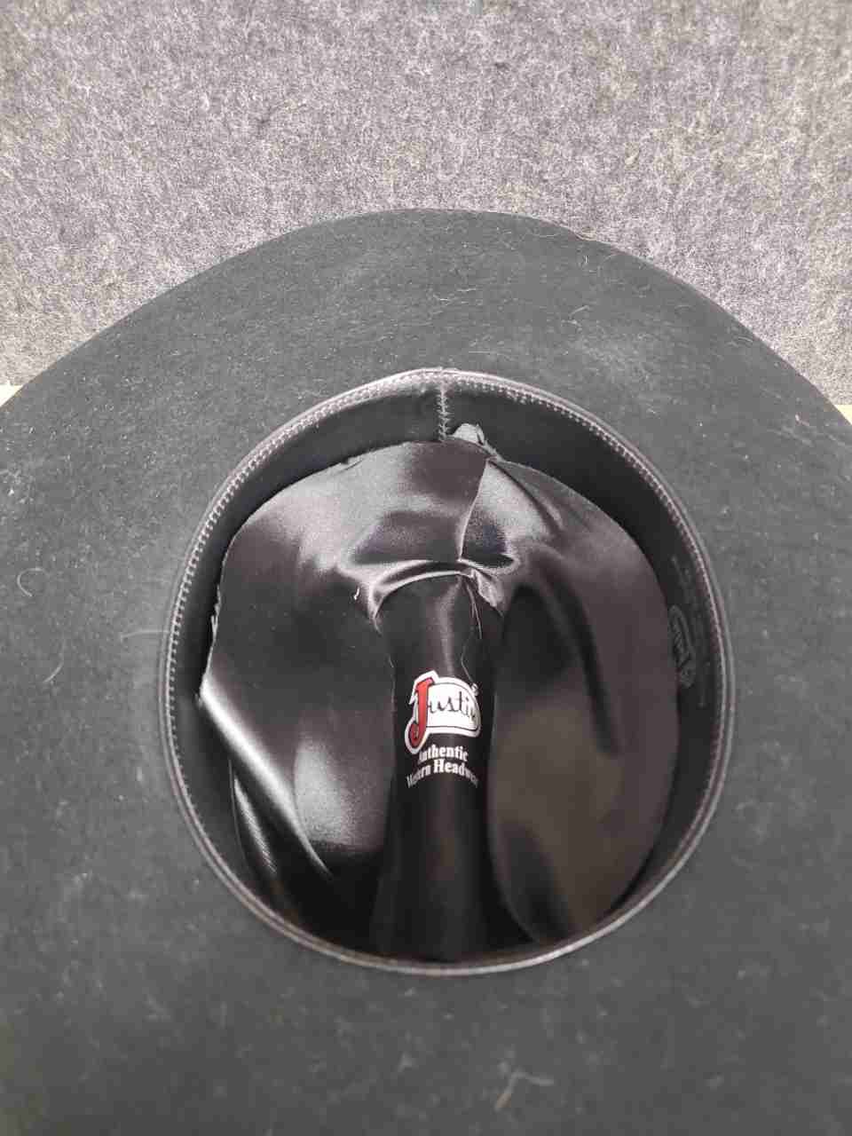 Justin Men's Black Felt Cowboy Hat Milano Cattleman Crease Studded Sz 7 1/8