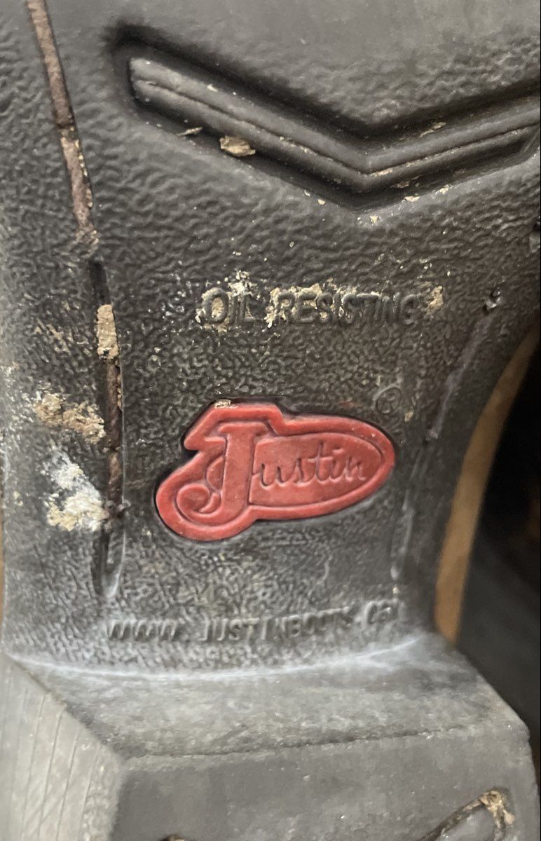 Justin Women's Brown Teal Yellow Stitch Square Toe Western Boots Size 9