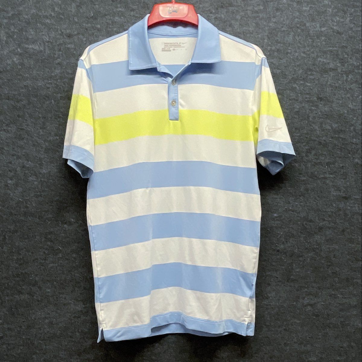 Nike Golf Men's Polo Shirt Blue White Lime Green Dri-FIT Tour Performance Size S