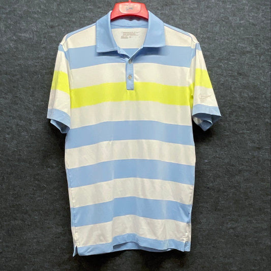 Nike Golf Men's Polo Shirt Blue White Lime Green Dri-FIT Tour Performance Size S