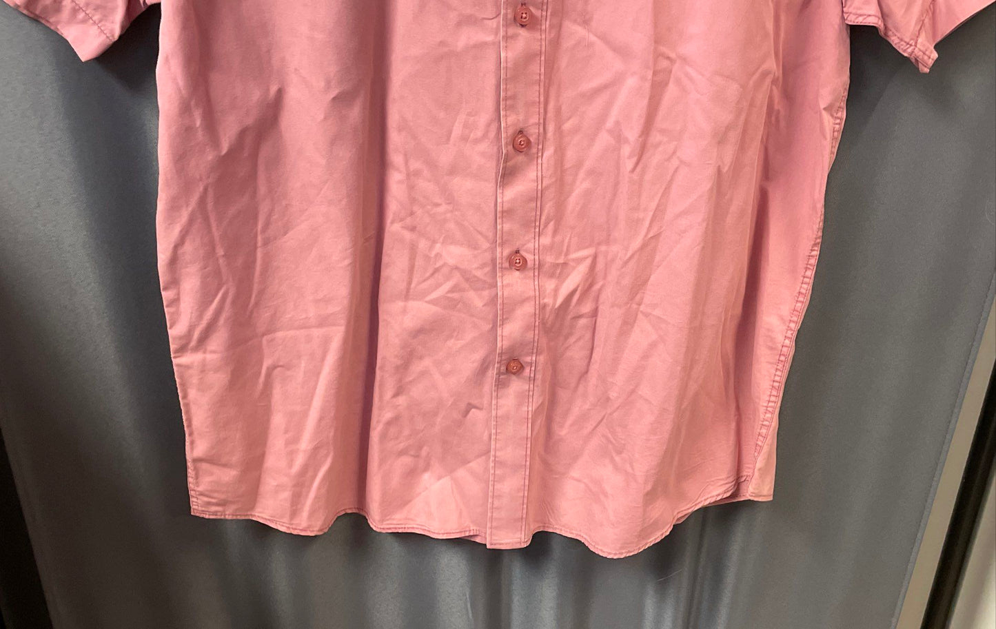 American Rag Men's Short Sleeve Button Down Shirt Pink 100% Cotton Size L