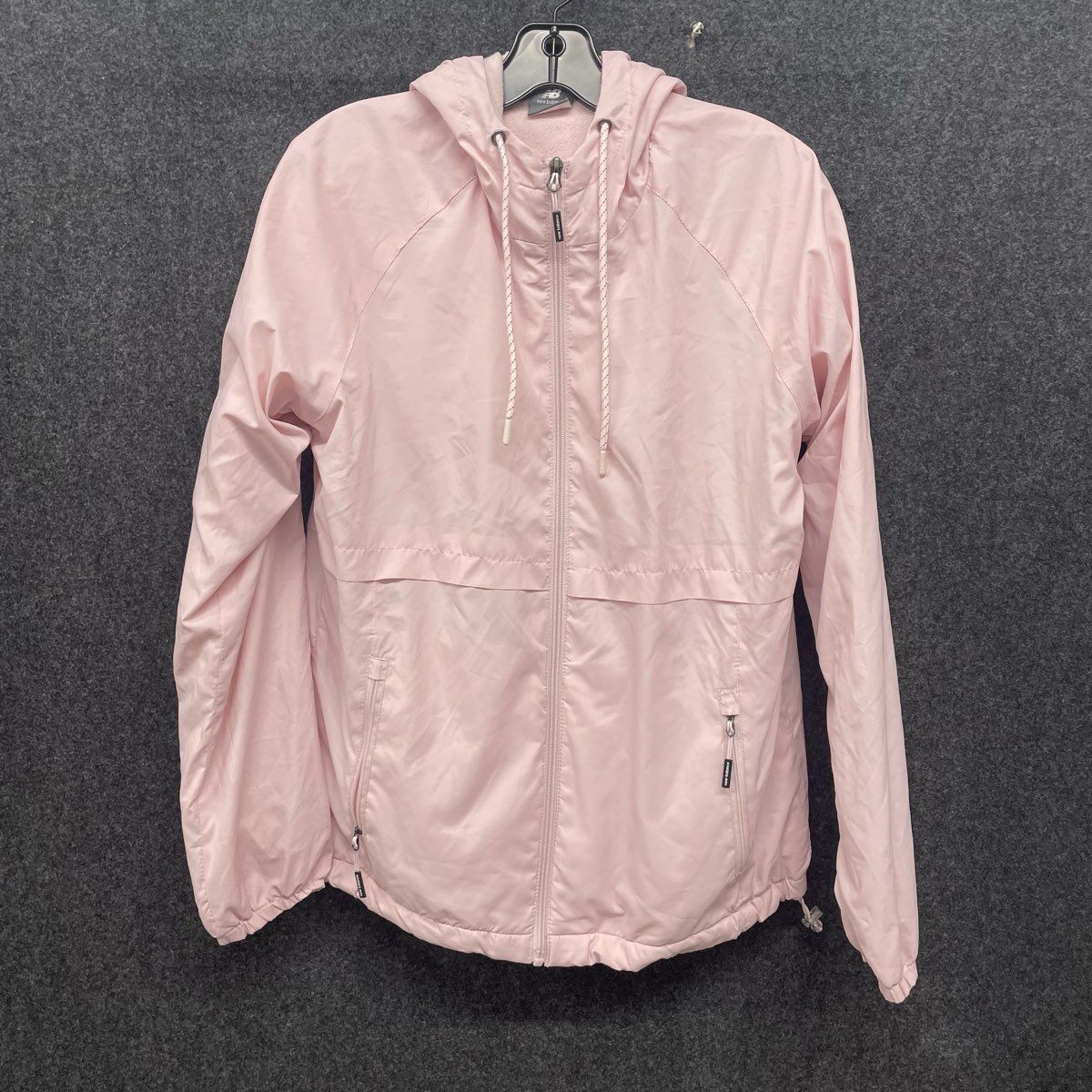 New Balance Women's Pink Full Zip Hooded Fleece Lined Windbreaker Jacket Sz M