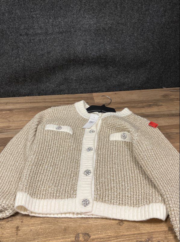 Ann Taylor Women's Metallic Rhinestone Button Cardigan Sweater Sz S NWT