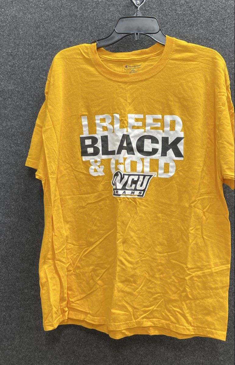 VCU Rams I Bleed Black & Gold T-Shirt Virginia Commonwealth Champion Sz XL