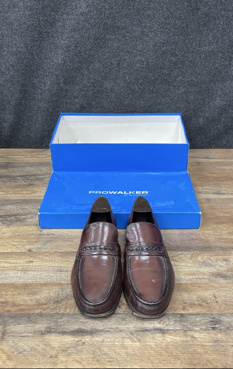 Florsheim 75370 Brown Leather Braided Strap Loafers Men's Size 10D