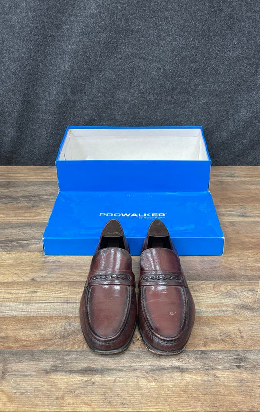 Florsheim 75370 Brown Leather Braided Strap Loafers Men's Size 10D