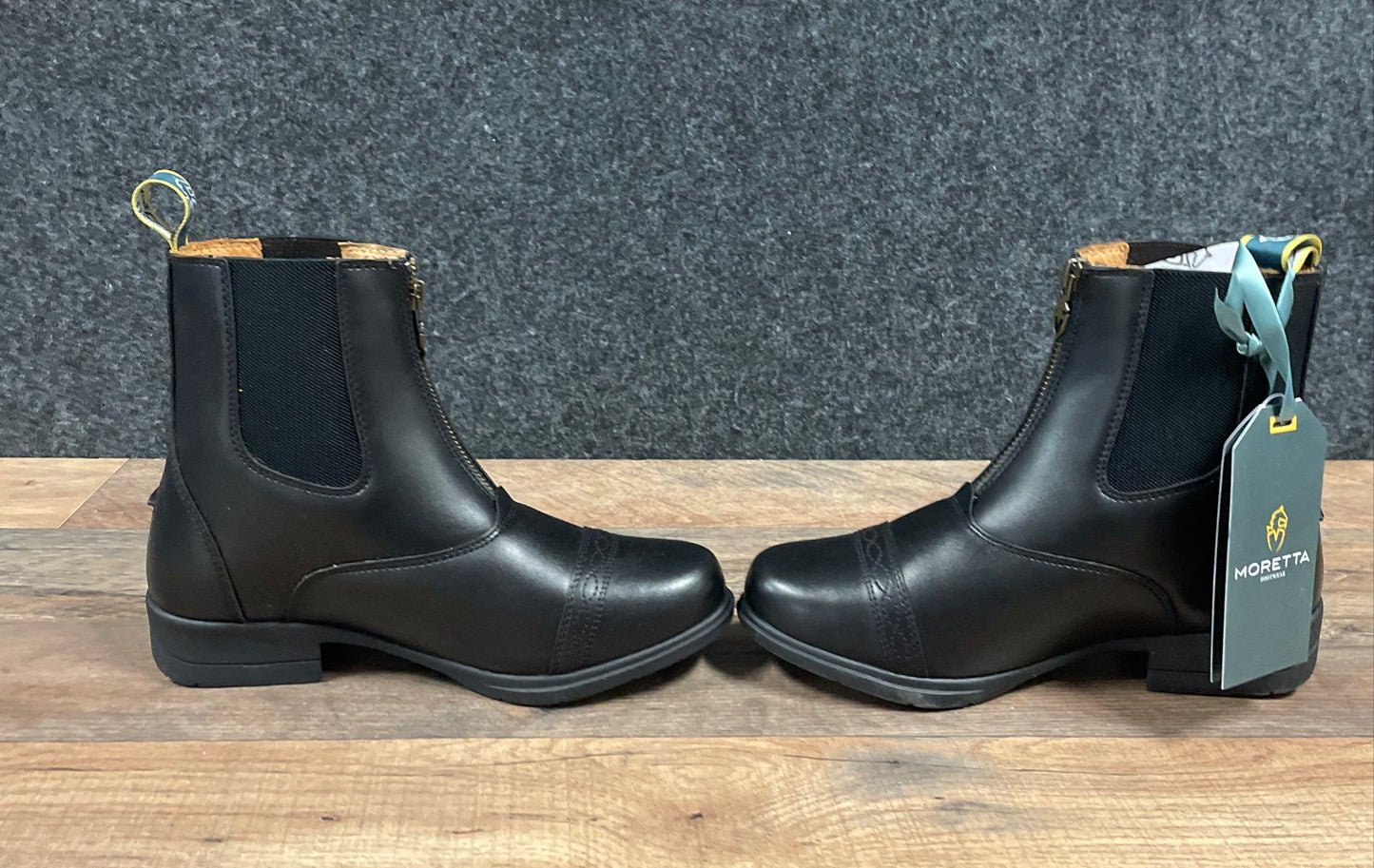 Moretta Clio Black Front Zip Equestrian Paddock Riding Boots Women's Size 5 NWT