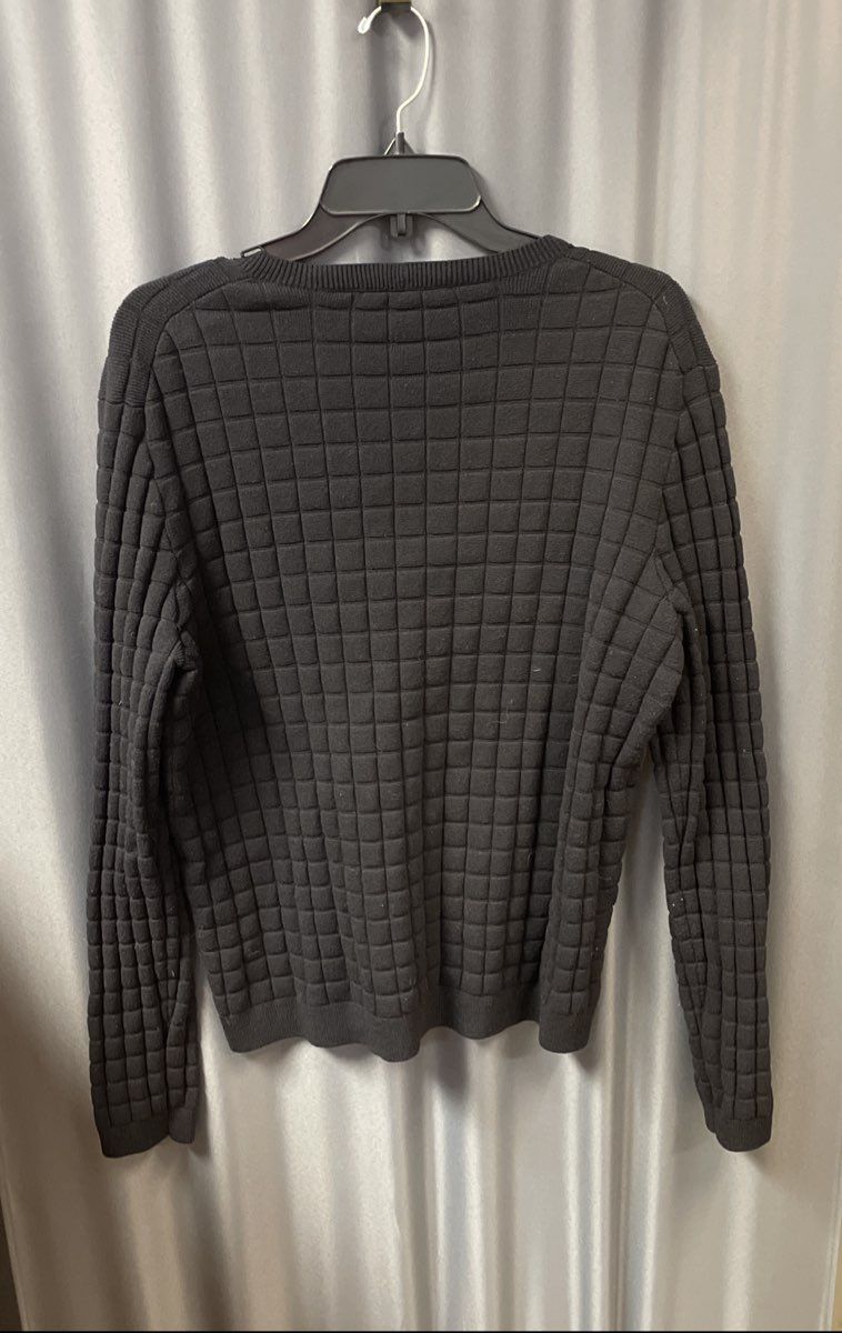 Armani Exchange Men's Black Window Pane Grid Texture Crew Neck Sweater Sz XL