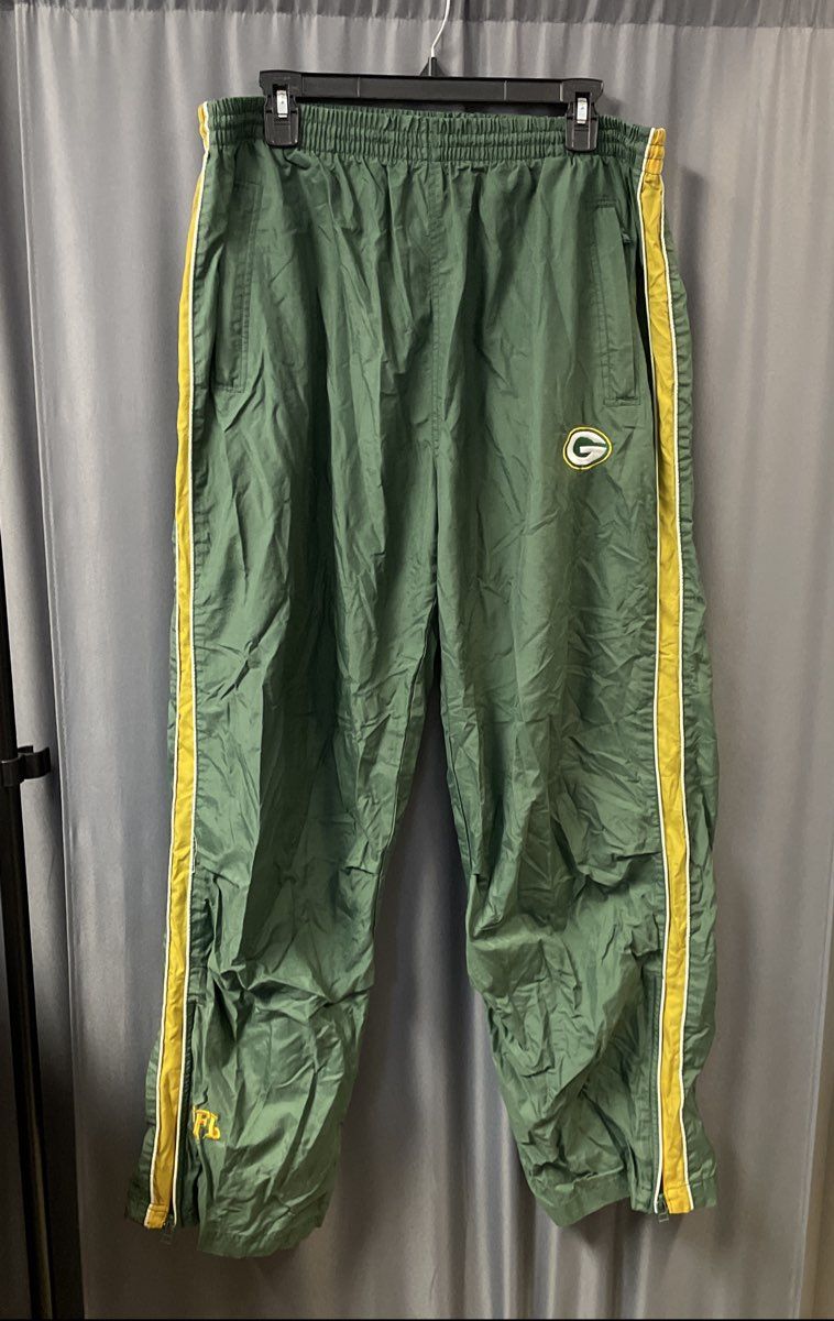Vintage Y2K VF Imagewear Green Bay Packers Track Pants Green Gold Nylon Sz L