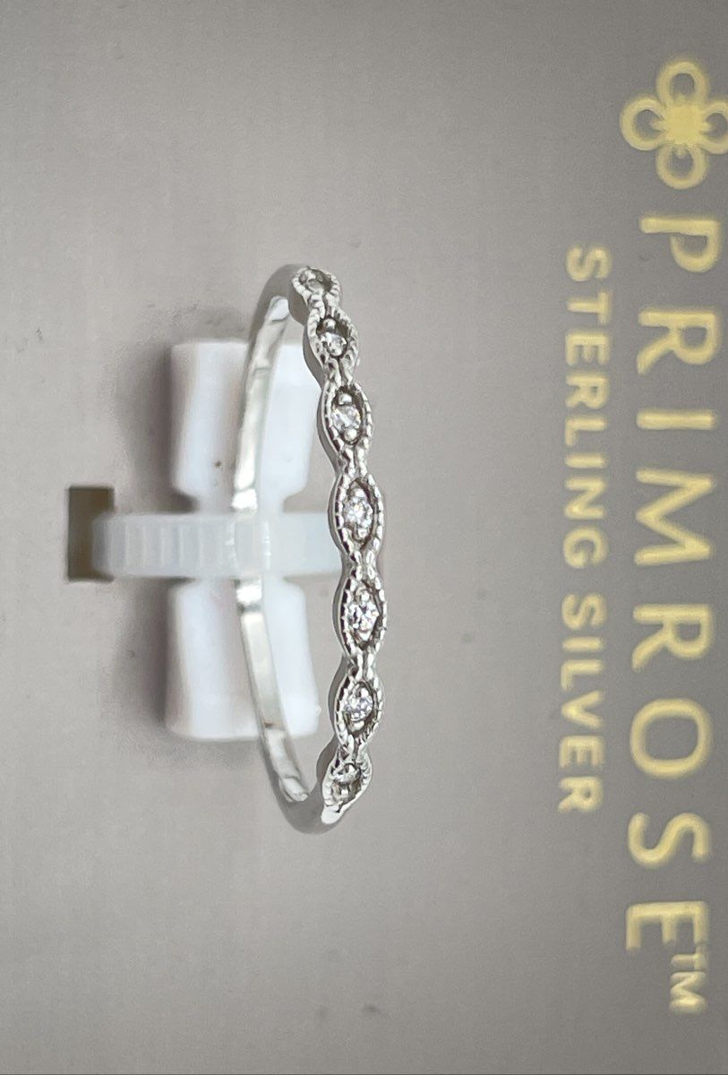 Primrose 925 Sterling Silver CZ Milgrain Stackable Ring 4.5g