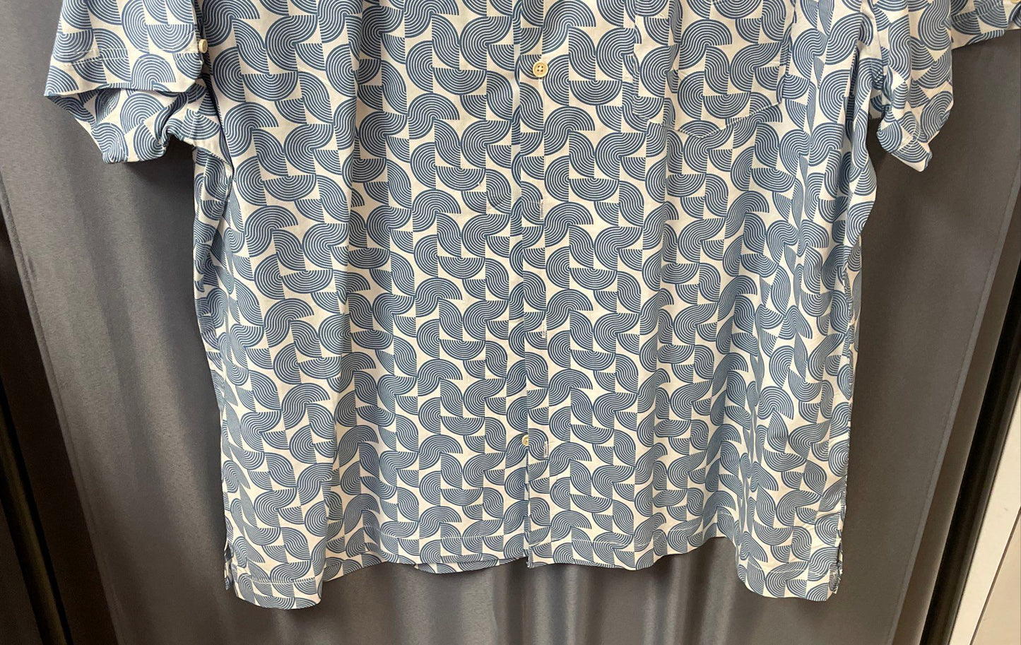 Ben Sherman Men's Blue White Geometric Short Sleeve Camp Collar Shirt Sz XXL