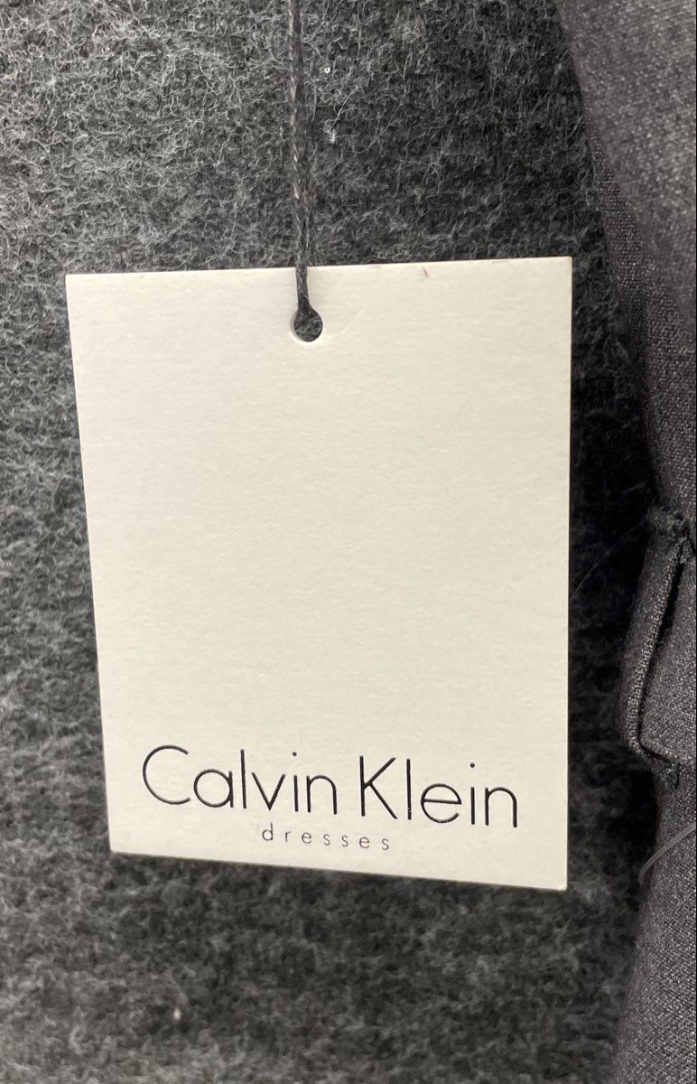 Calvin Klein Women's Charcoal Gray Cowl Neck Sheath Dress Belted NWT Sz 4