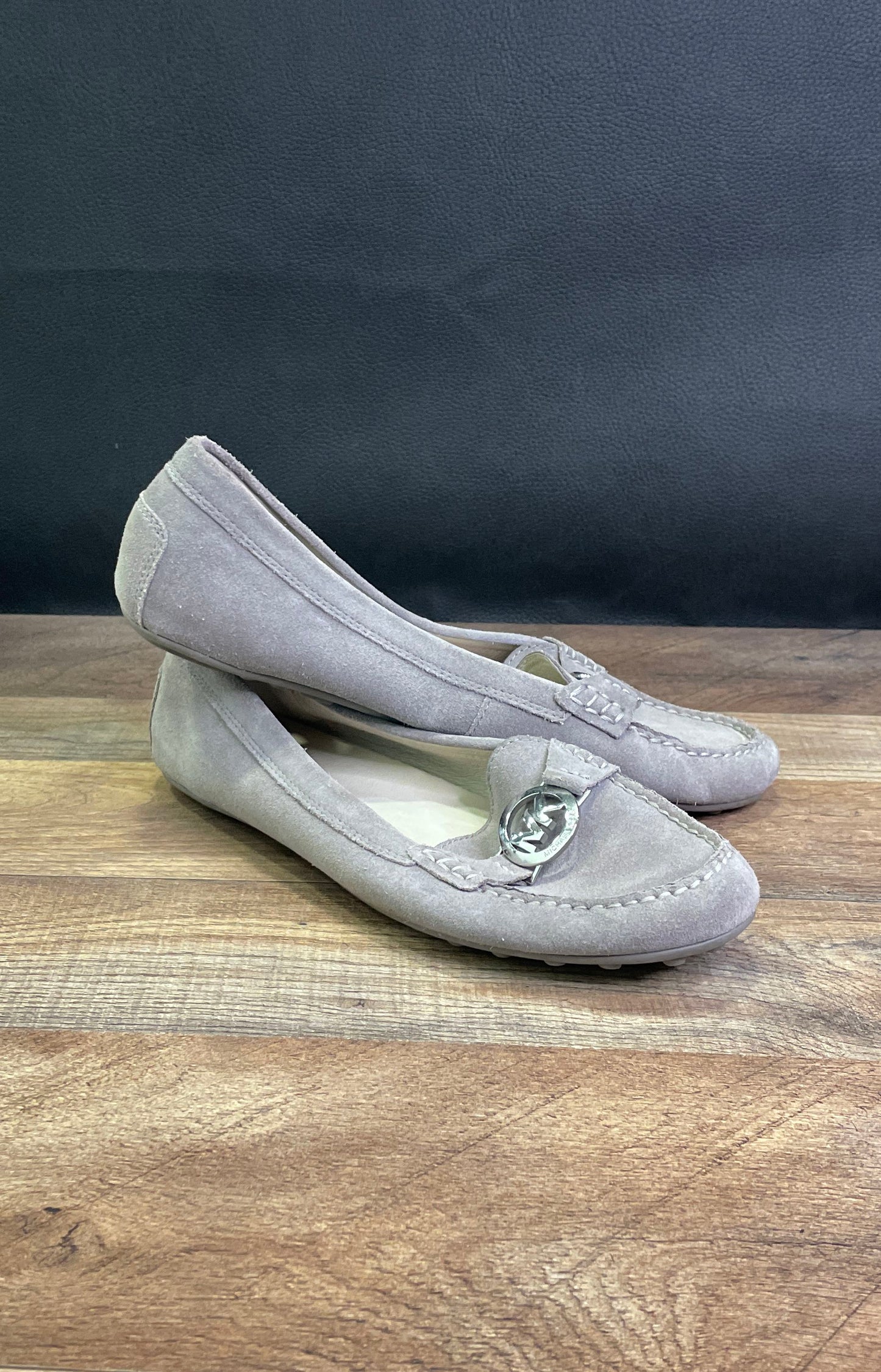 Michael Kors Sutton Grey Suede Driving Moccasin Flat Loafers Women's Size 10M