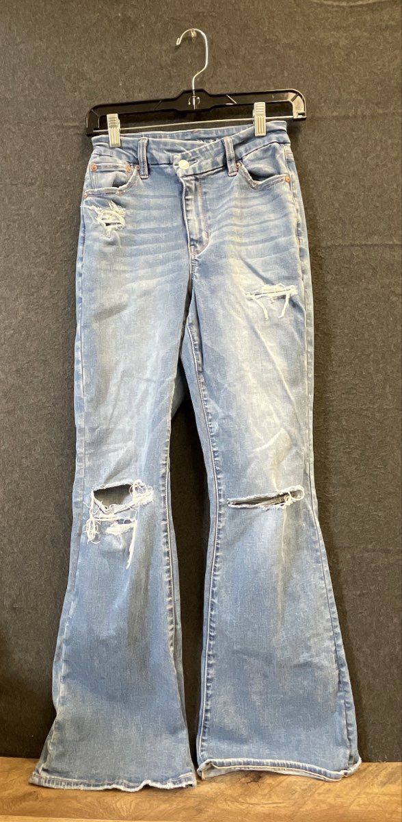 American Eagle Women's Jeans Lot 2 Distressed Super High Flare & Skinny Sz 2