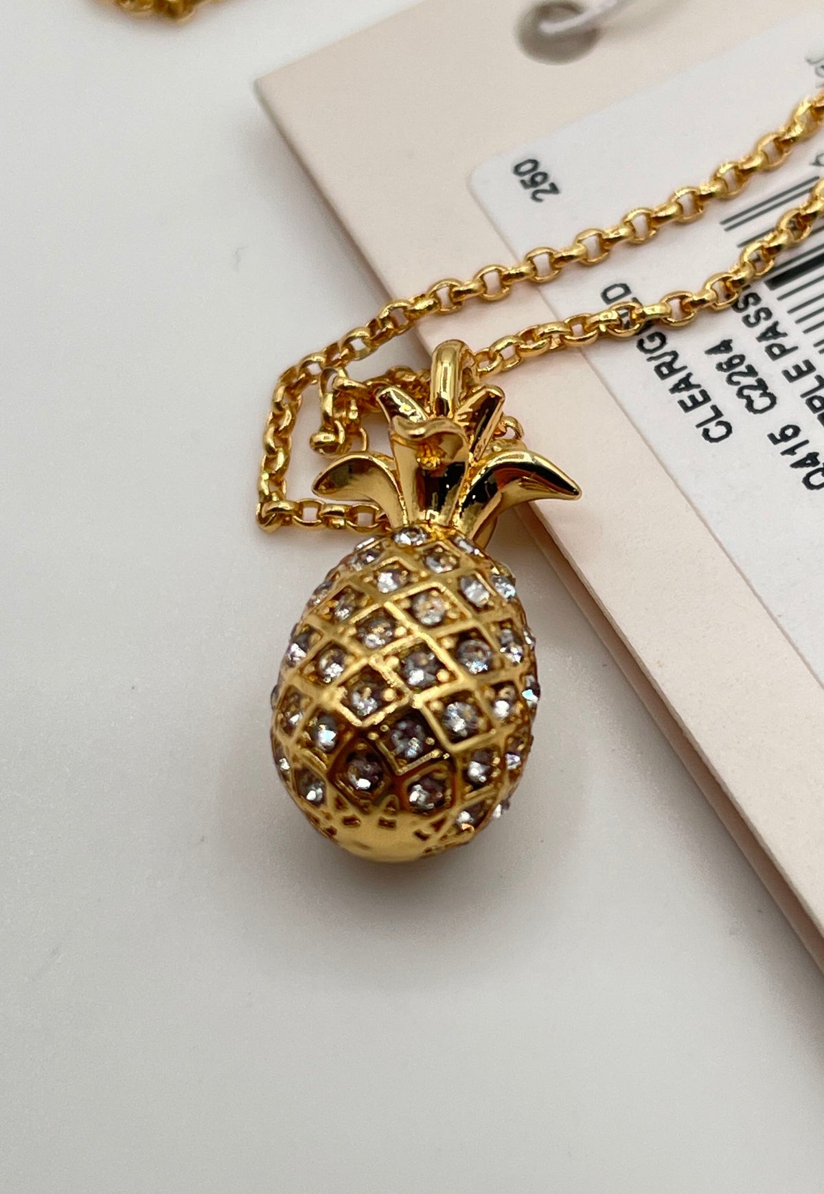 Kate Spade Gold Plated Mixed Metal CZ Pineapple Passion Pendant Necklace 5.9g