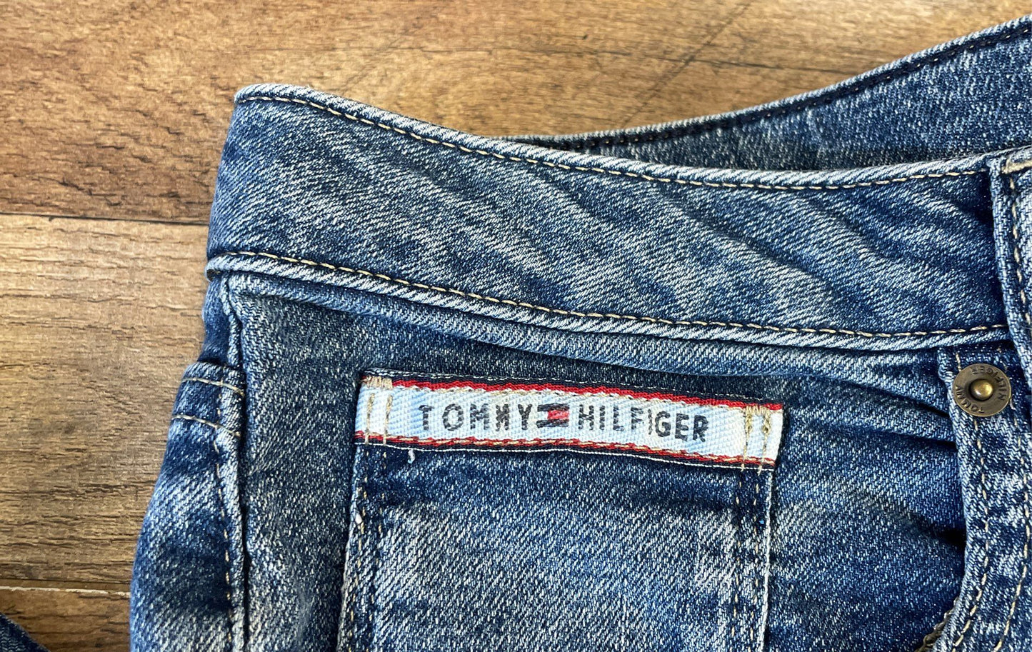 Tommy Hilfiger Women's Blue Straight Leg High Rise Stretch Denim Jeans Sz 16P