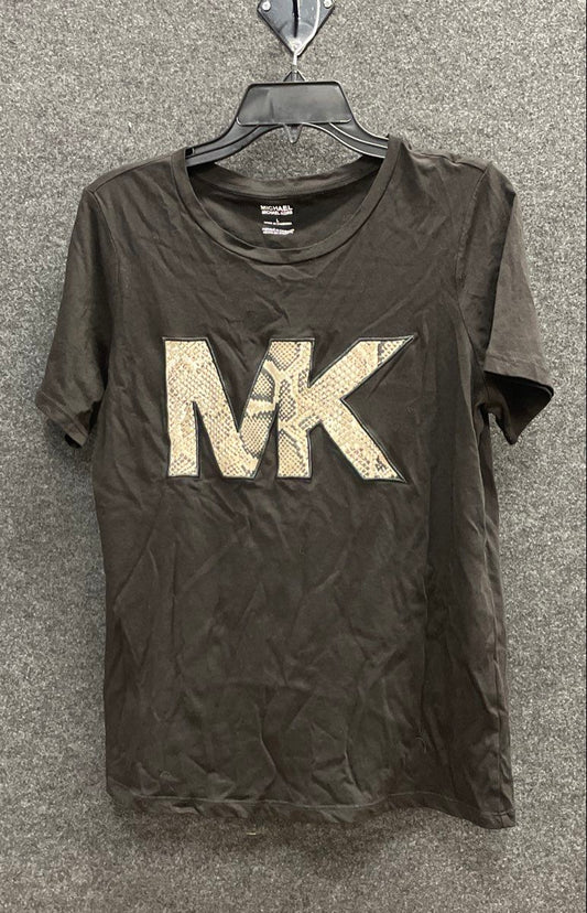 Michael Kors Women's Snakeskin Logo Graphic T-Shirt Dark Gray Top Sz L