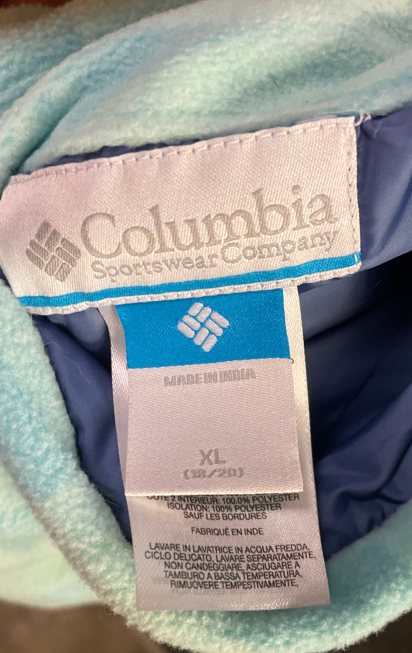 Columbia Kids Blue Reversible Insulated Puffer Fleece Jacket Sz XL 18/20