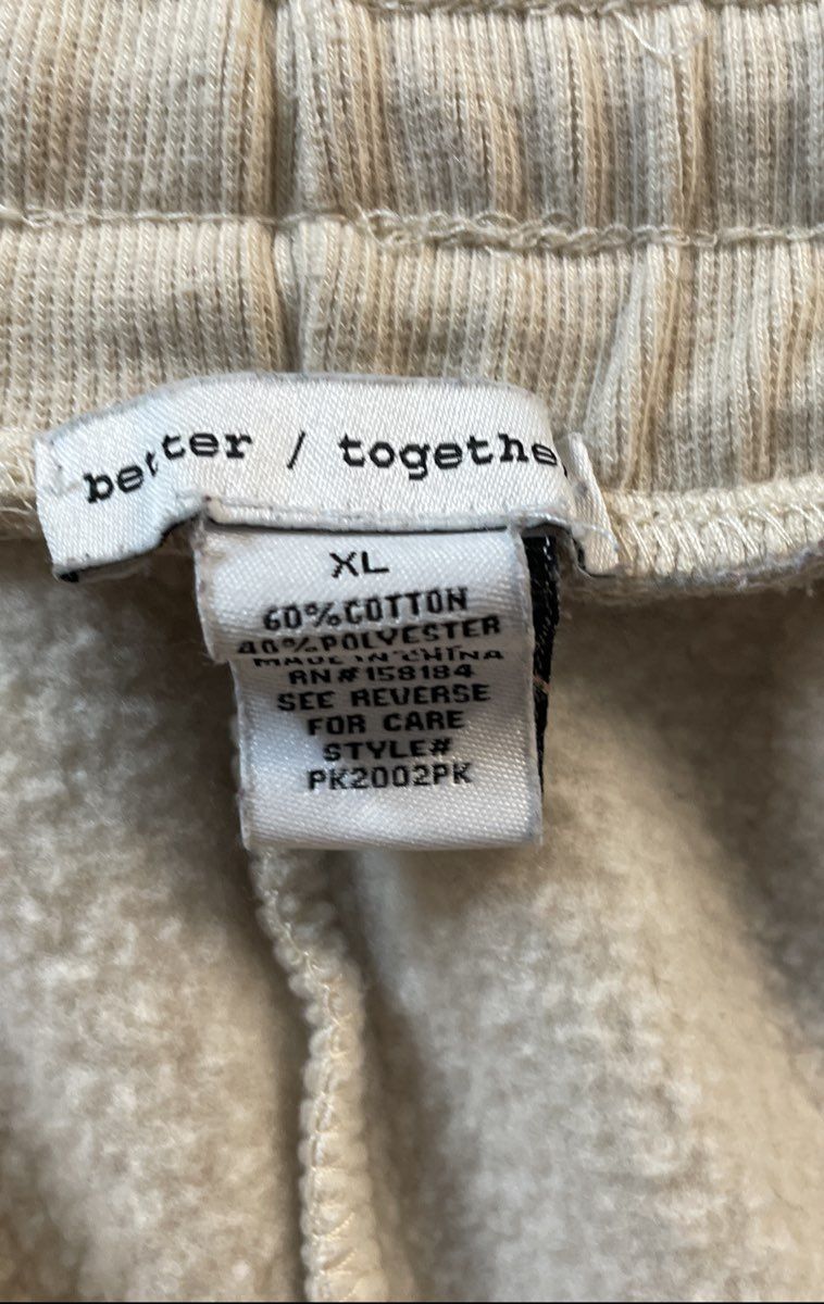 Better Together Women's Cream Fleece Cargo Sweatpants Joggers Pockets Sz XL