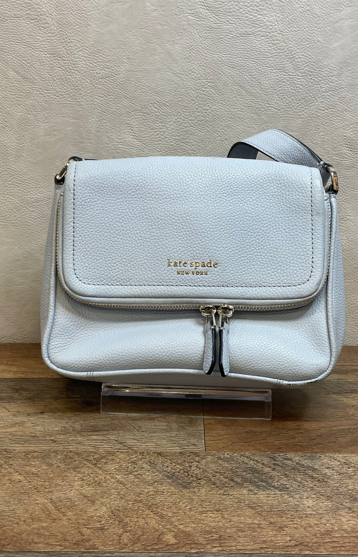 Kate Spade Light Blue Pebble Leather Crossbody Bag Small