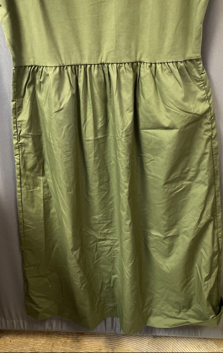 J. Crew Women's Green Short Sleeve Mixed Media Midi Dress Pockets Sz Large NWT