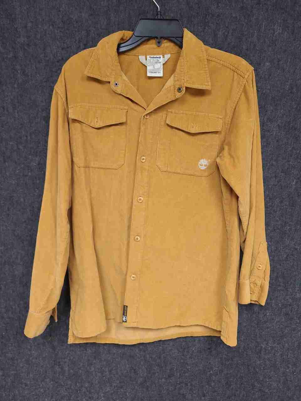 Timberland Boys Mustard Corduroy Long Sleeve Button Down Shirt Sz L 16-18