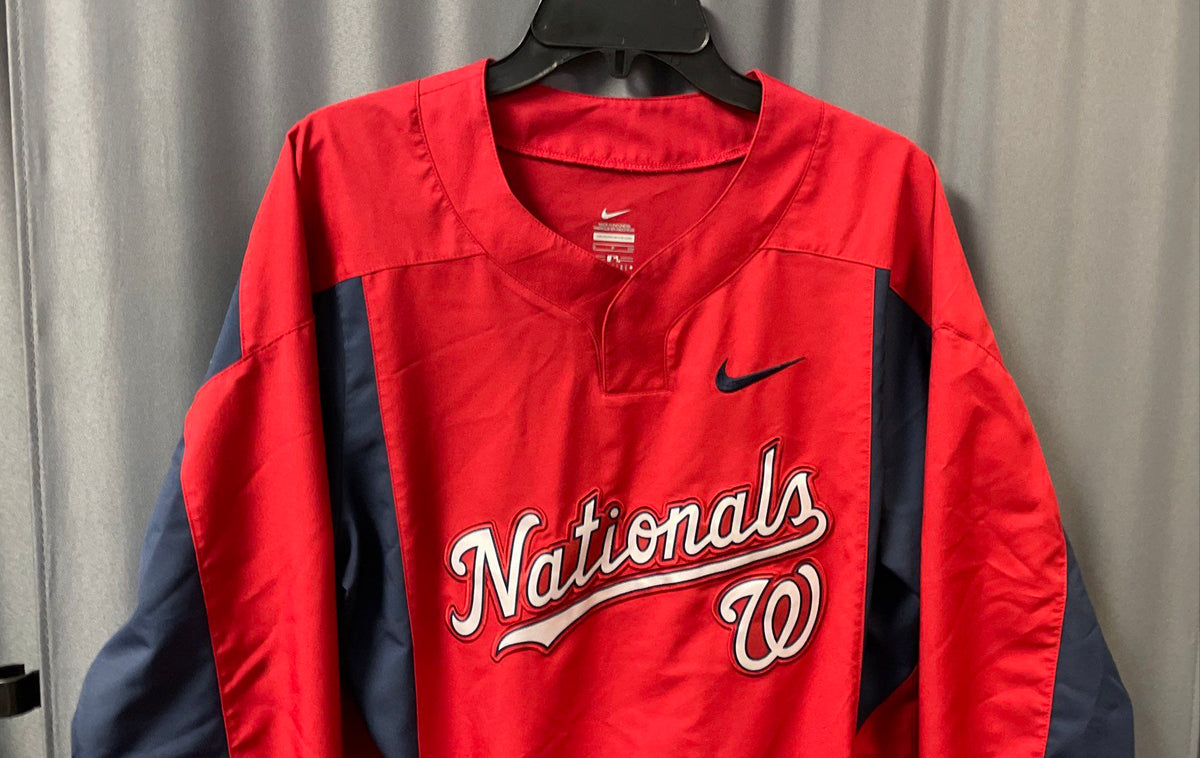 Nike Men's Washington Nationals Warm-Up Pullover Red Navy Blue Logo Sz Small