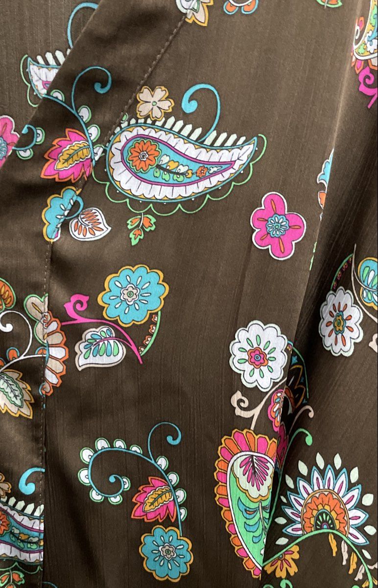 Cato Women's Brown Floral Paisley Flutter Sleeve V-Neck Peplum Blouse Sz 26/28WP