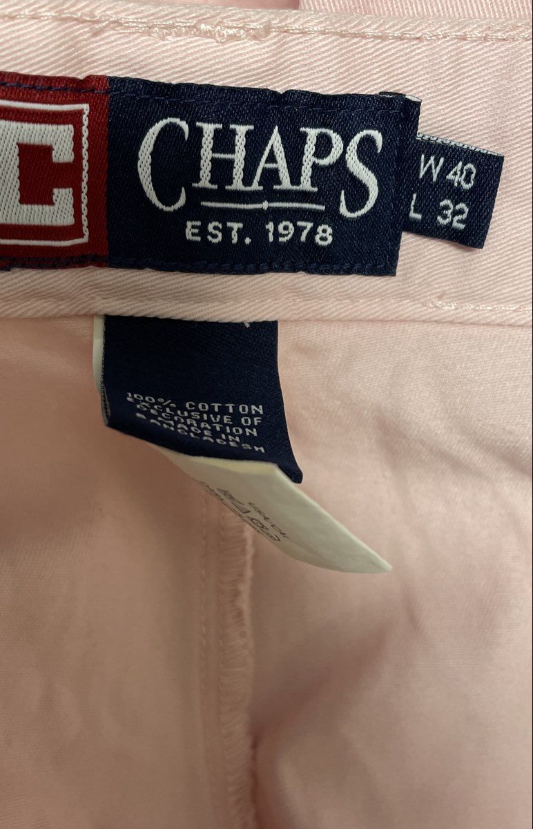 Chaps Men's Mitchell Relaxed Fit Flat Front Pink Chino Pants NWT 40x32