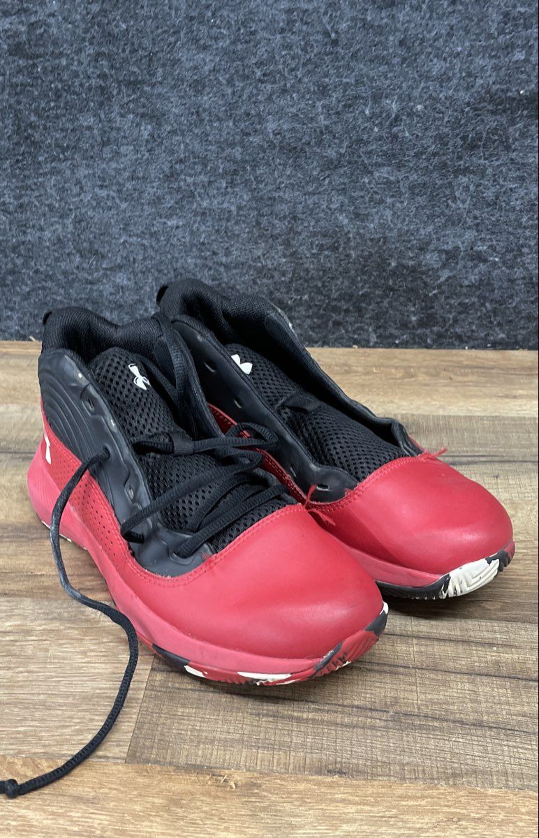 Under Armour Lockdown 4 Red Black White Youth Basketball Shoes Size 3.5Y