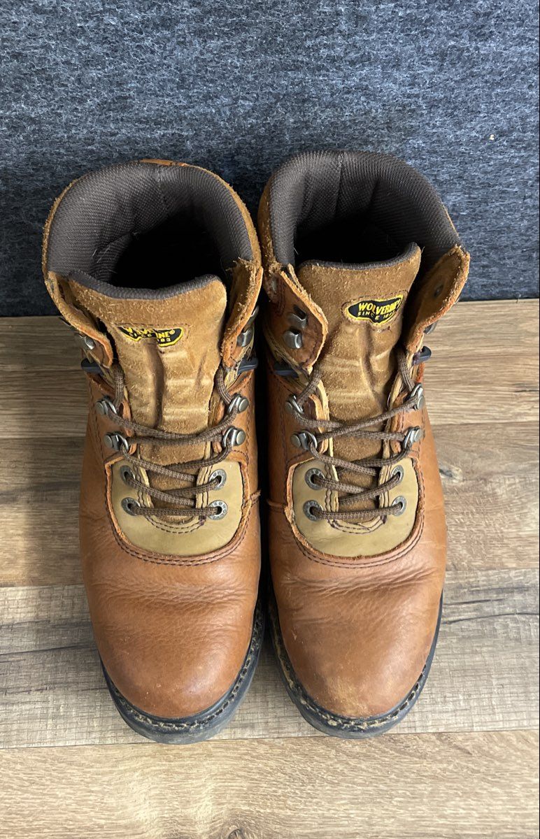 Wolverine W04213 Brown Leather Lace Up Work Boots Men's Size 9M