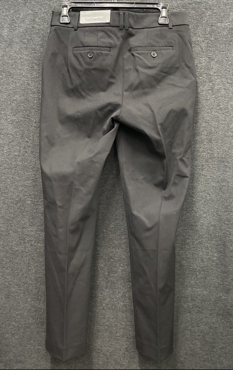 Talbots Women's Black High-Waist Straight Pant Cotton Blend NWT Sz 4P