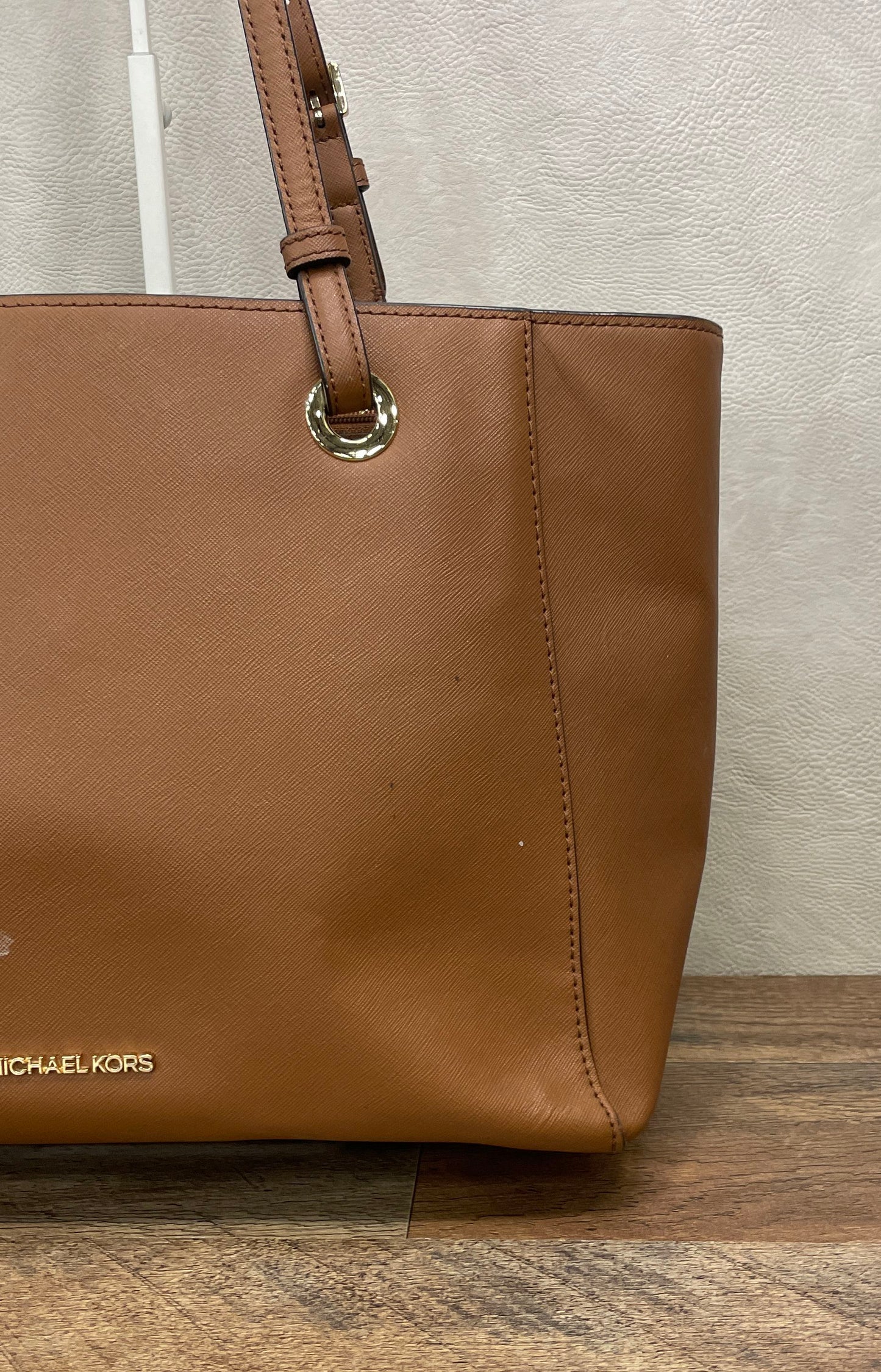 Michael Kors Large Brown Saffiano Leather Tote Bag Gold Hardware