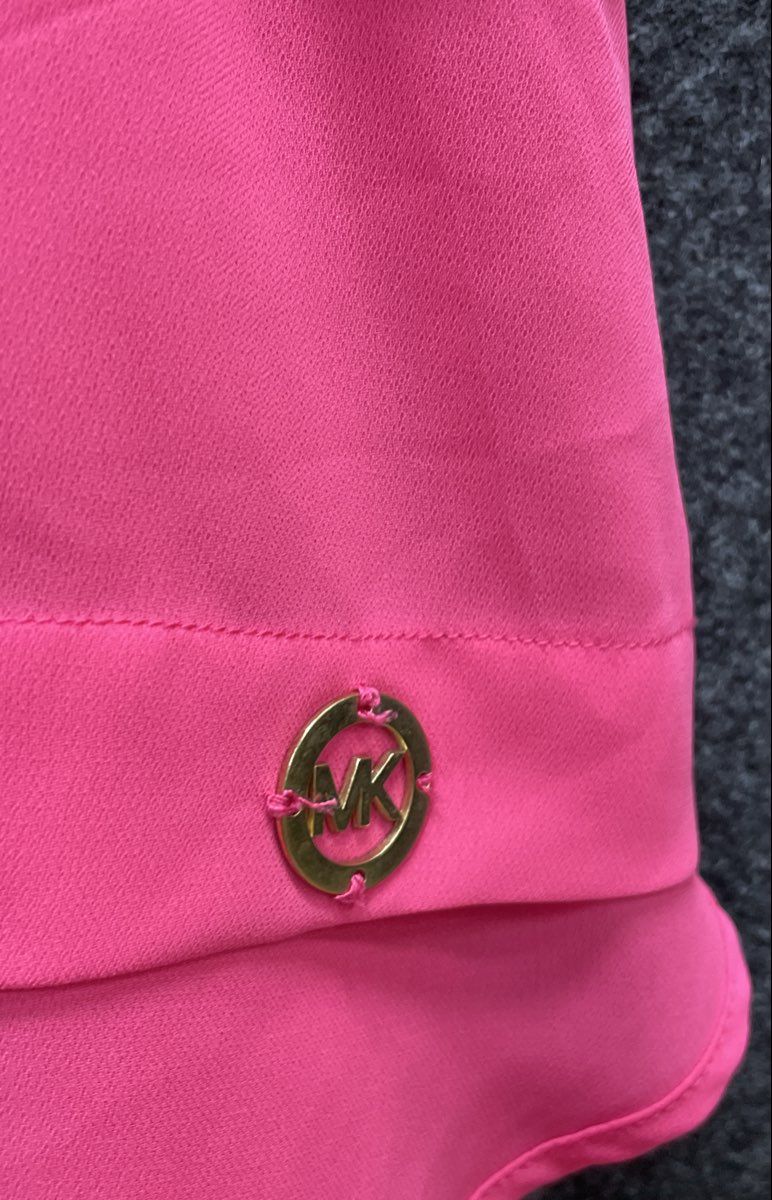 Michael Kors Women's Pink Tiered Chiffon Hem Mixed Media Tank Top Sz XL